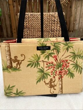 Rare Vintage Kate Spade Monkey in Palm Tree Cotton Bag